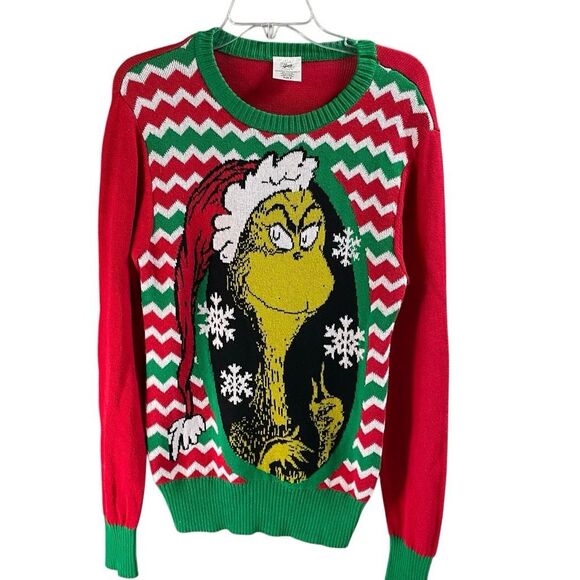 THE GRINCH Dr Seuss Women’s Ugly Christmas Sweater Red Green Holiday Size Small - Picture 1 of 6